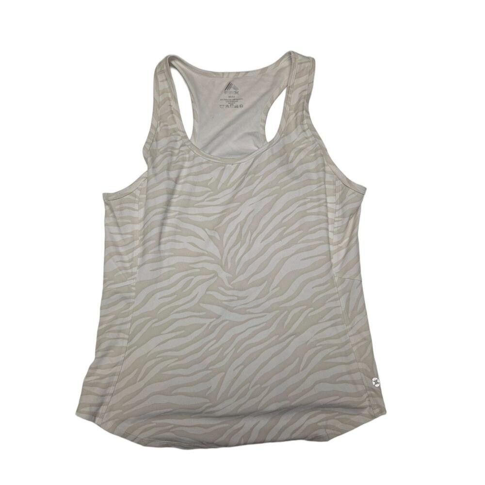RBX Women Beige White Zebra Print Athletic Workout Tank Top Size M
